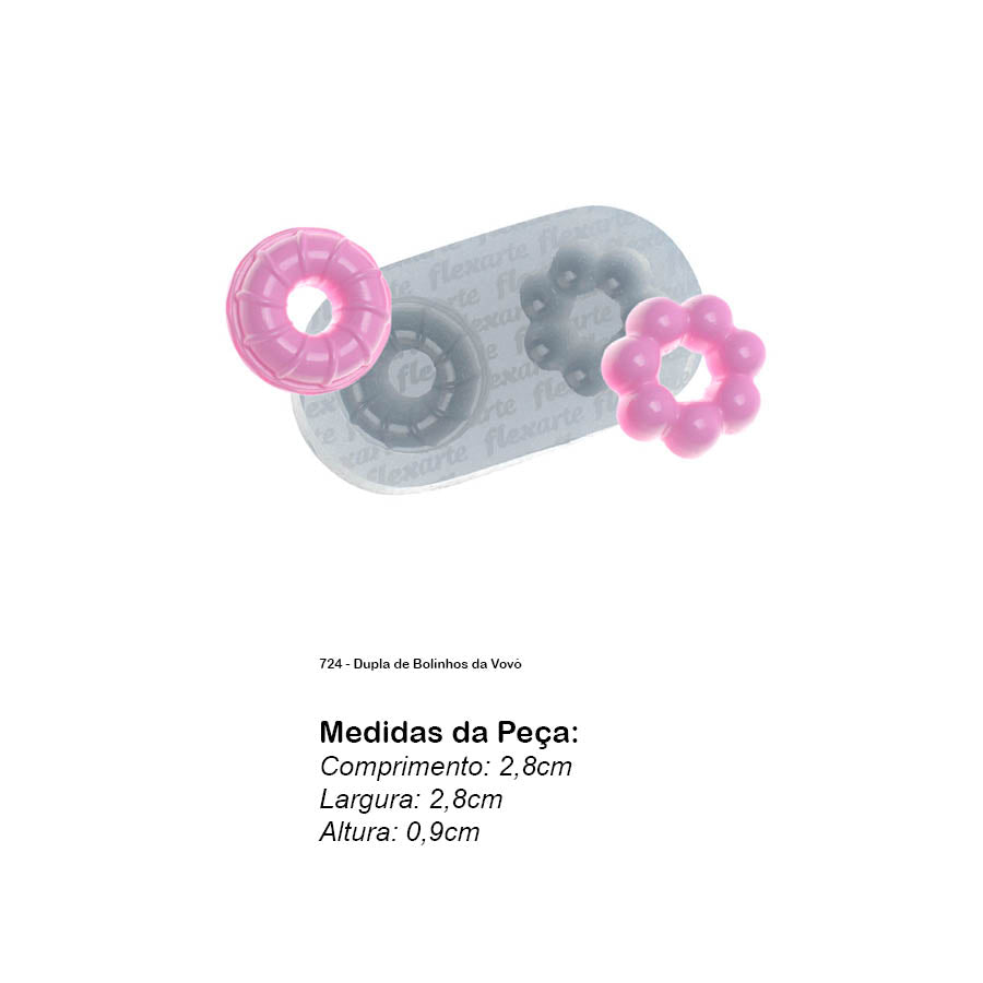 Molde de Silicone 724 - Dupla de Bolinhos da Vovó