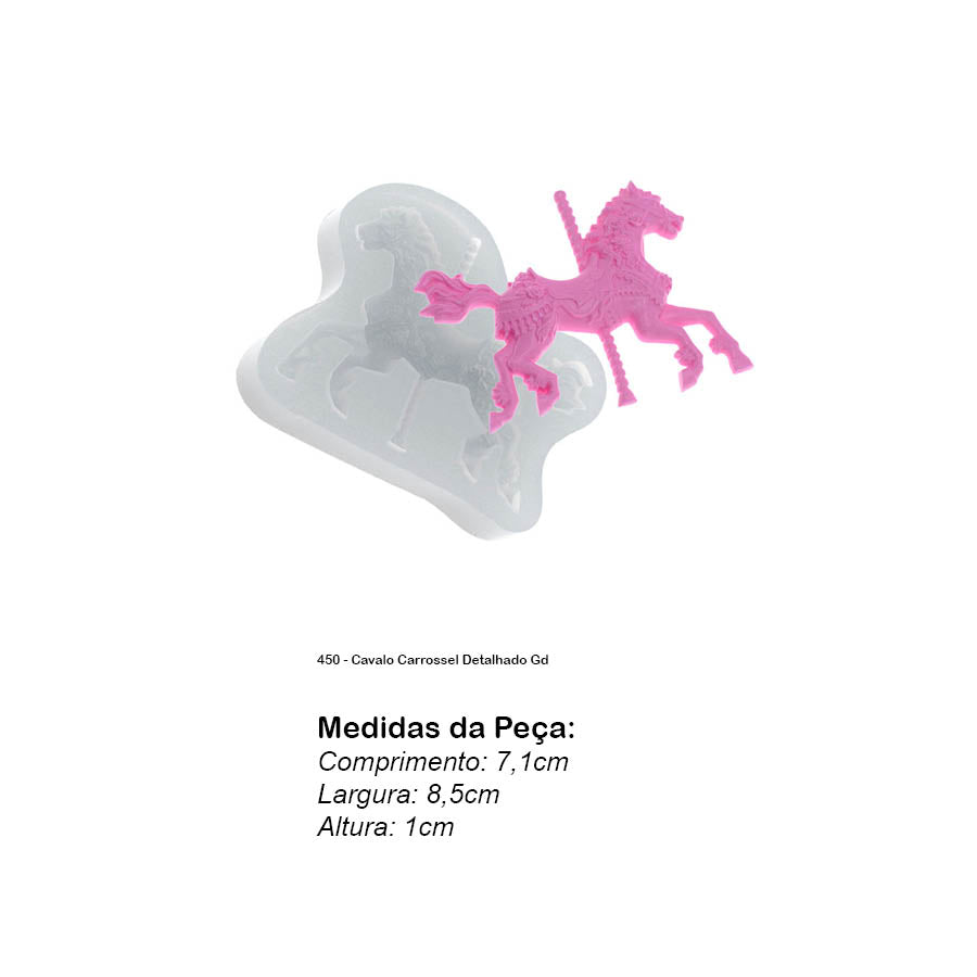 Molde de Silicone 450 - Cavalo Carrossel Detalhado Gd