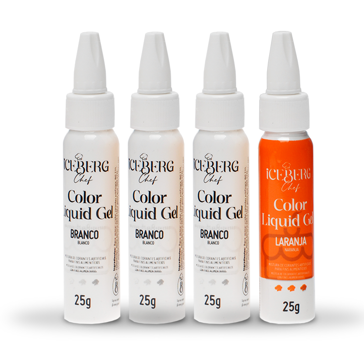 Kit Color Liquid 25g - Iceberg Chef (3 Brancos e 1 Laranja)