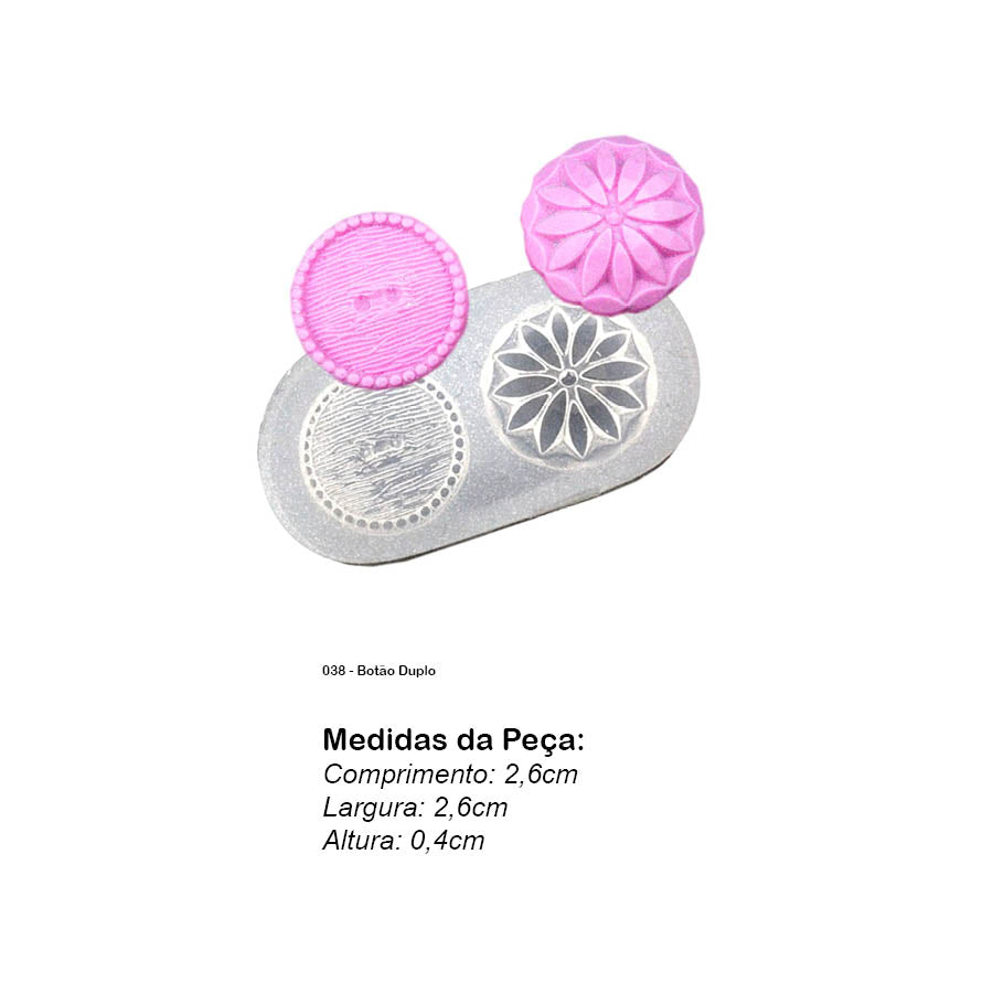 Molde de Silicone 038 - Botão Duplo