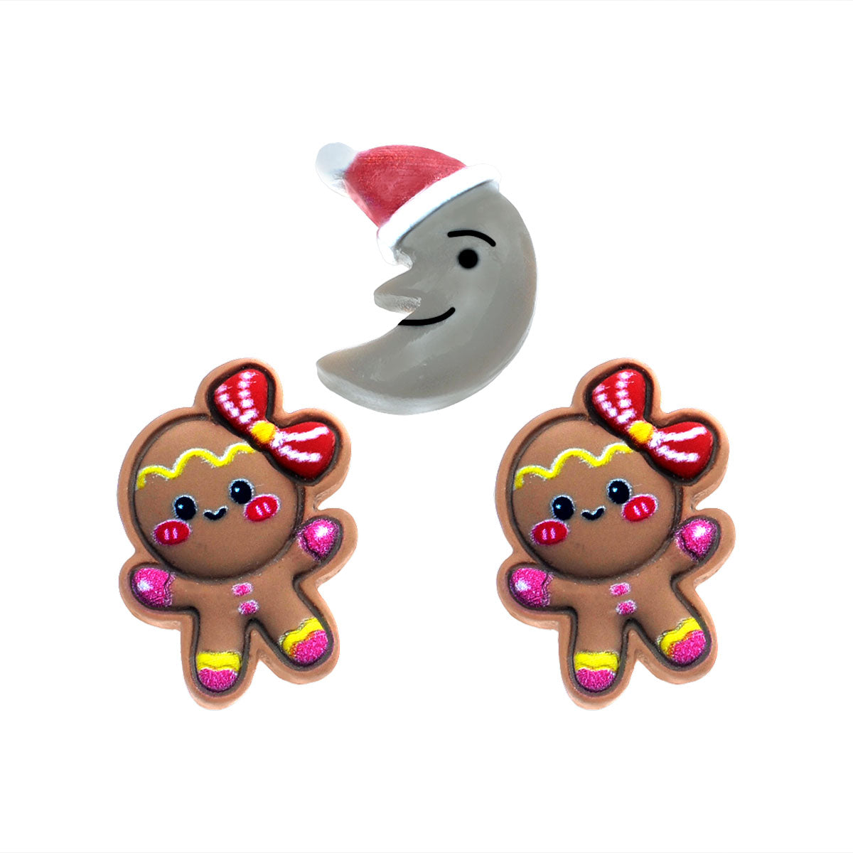 Molde de Silicone 988 - Natal 3 Gingerbread + Lua - Flexarte