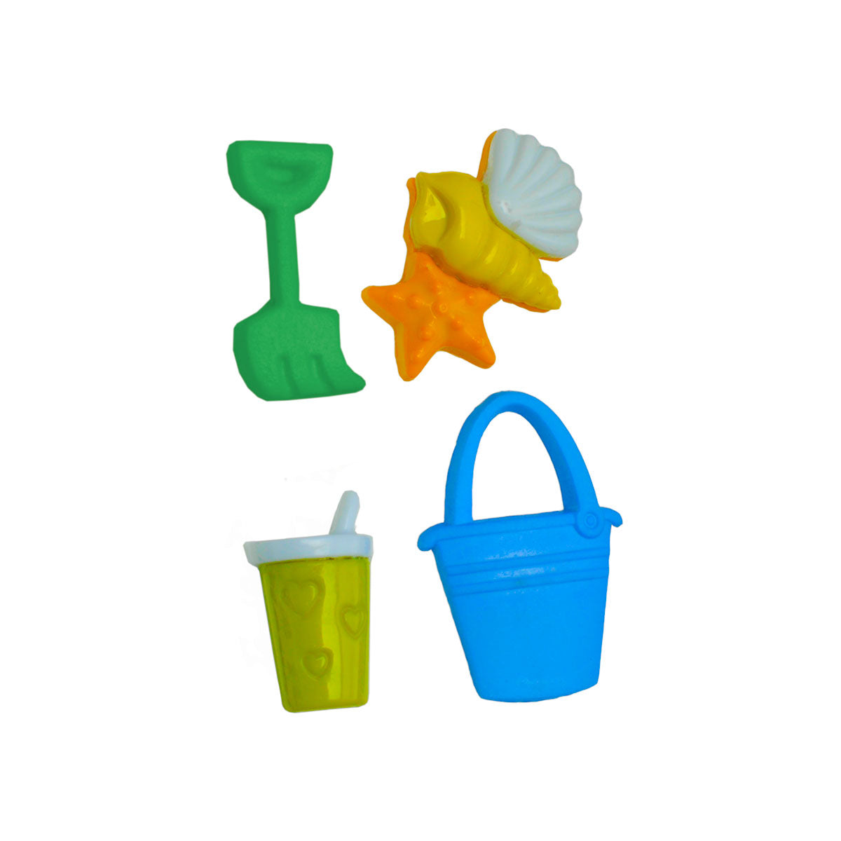 Molde de Silicone 920 - Conjunto Praia Verão 3 - Baldinho + Pazinha + Conchas