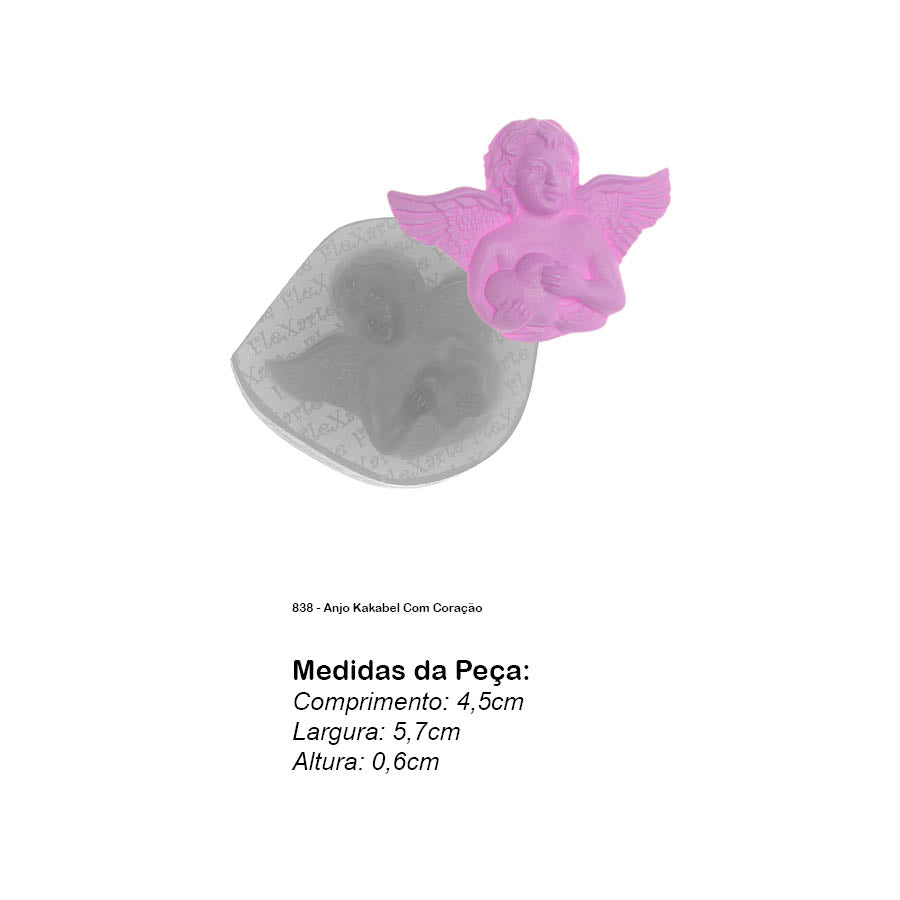 Molde de Silicone 838 - Anjo Kakabel Com Coração