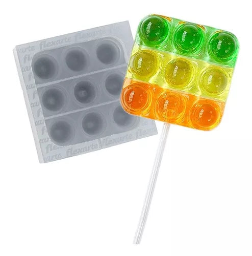 Kit C 2 Moldes Pirulitos Fidget 6cm Quadrado + Isomalt 150gr