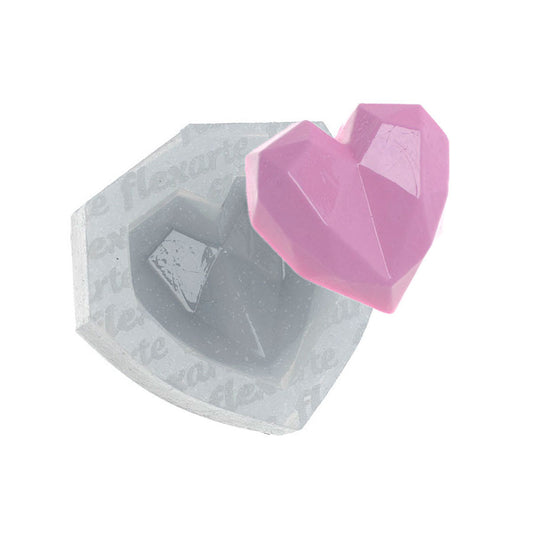 Molde de  Silicone 675 - Coração Facetado Pequeno