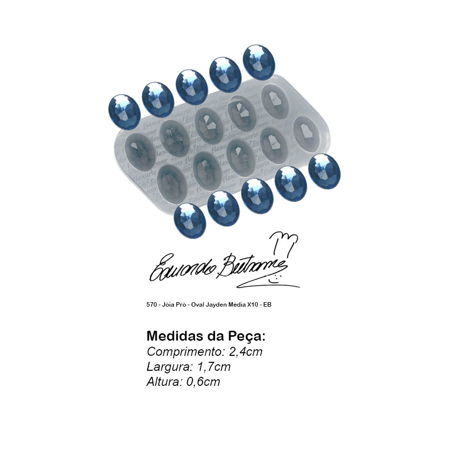 Molde de Silicone 570 - Jóia Pró - Oval Jayden Média X10 - EB