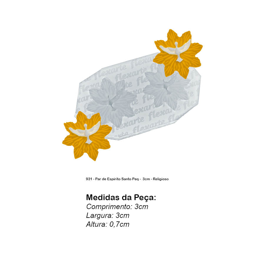 Molde de Silicone 931 - Par de Espírito Santo Peq - 3cm - Religioso