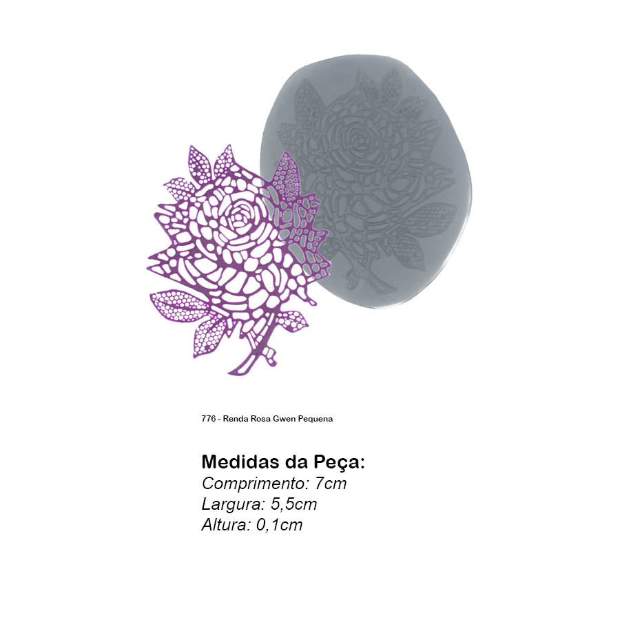 Molde de Silicone 776 - Renda Rosa Gwen Pequena