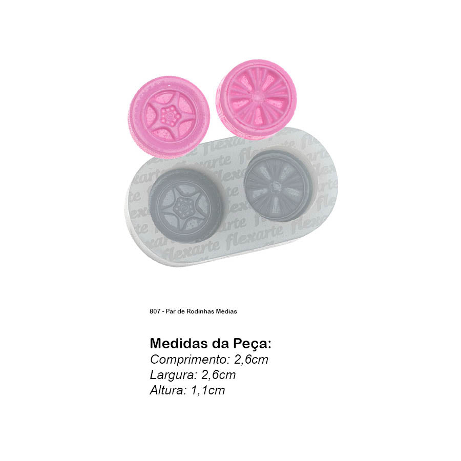 Molde de Silicone 807 - Par de Rodinhas Médias