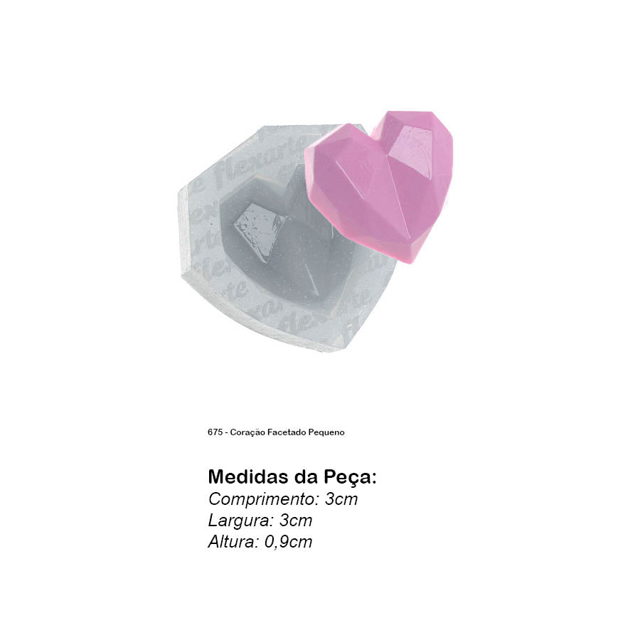 Molde de Silicone 675 - Coração Facetado Pequeno