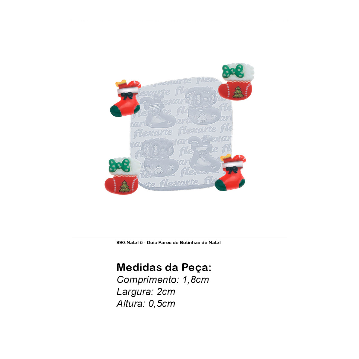 Molde de Silicone 990 - Natal 5 - Dois Pares de Botinhas de Natal