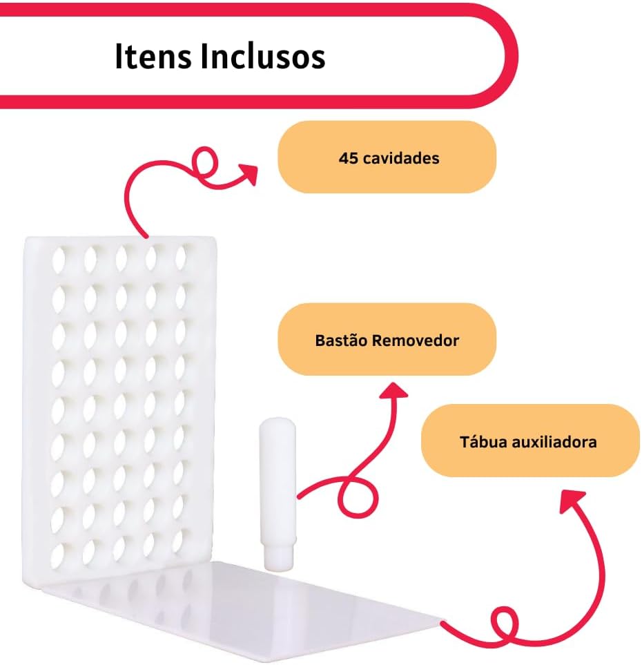 Placa Porcionadora De Doces E Brigadeiro - 2,5 X 15 X 27 Cm - (45 Furos - 15 Gramas)