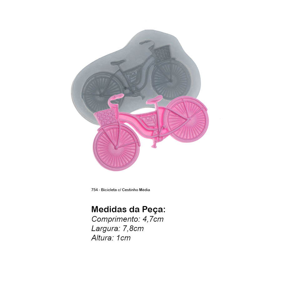 Molde de Silicone 754 - Bicicleta c/ Cestinho Média