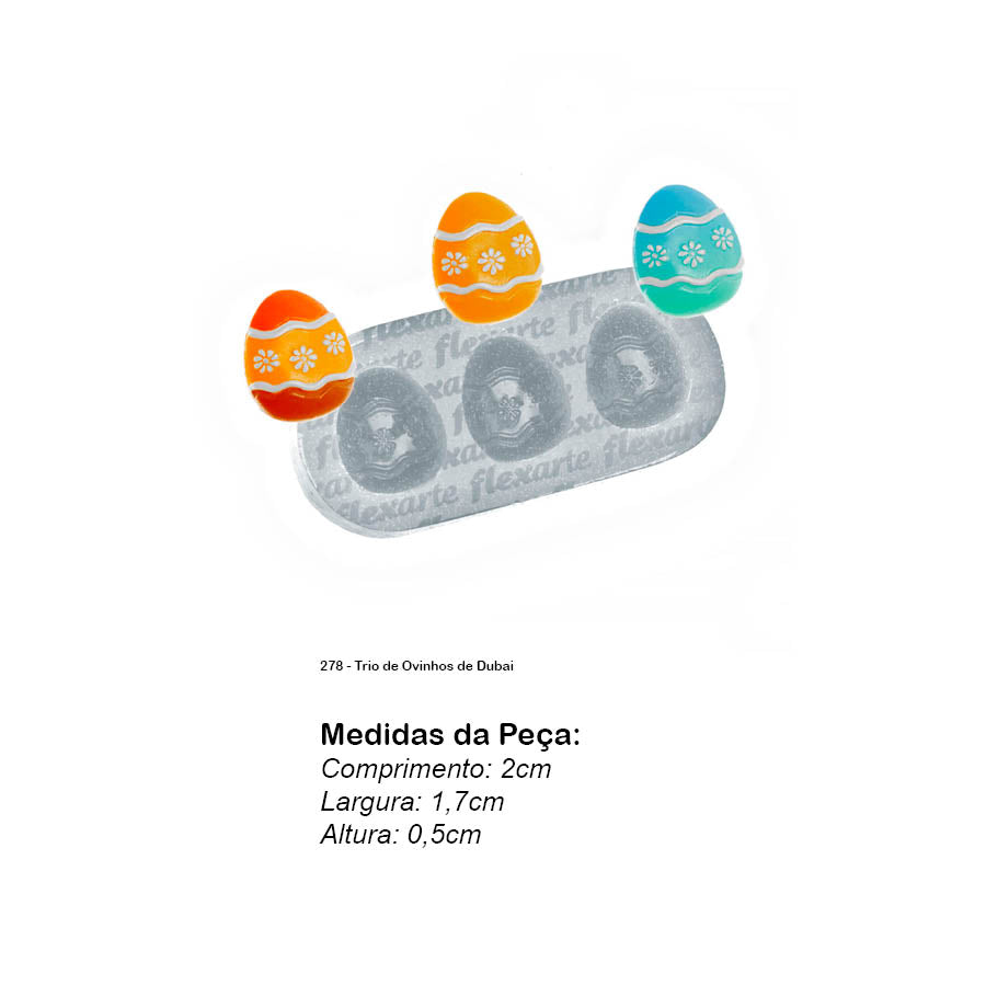 Molde de Silicone 278 - Trio de Ovinhos de Dubai
