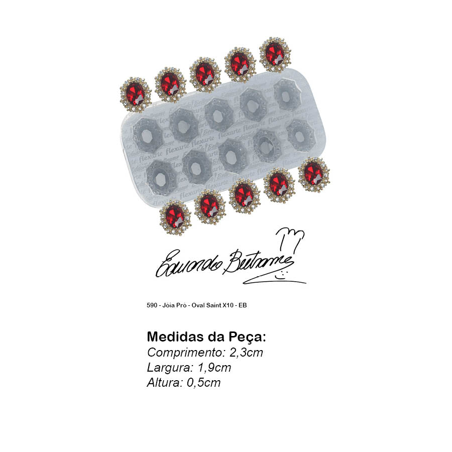 Molde de Silicone 590 - Jóia Pró - Oval Saint X10 - EB