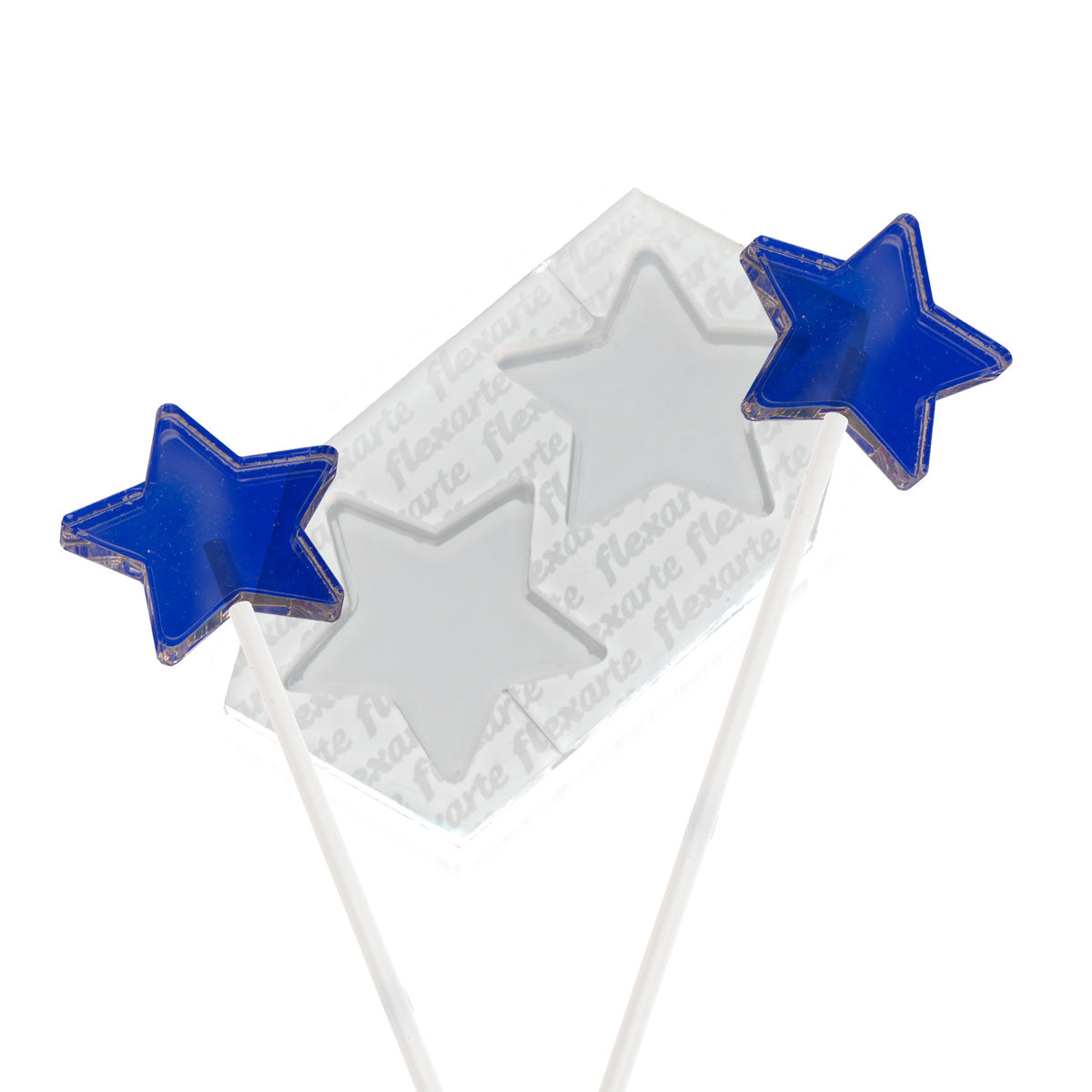Molde de Silicone 907 - Dupla de Pirulito / Mexedor Estrela 4cm