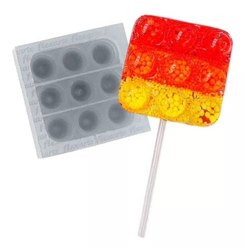 Kit C 2 Moldes Pirulitos Fidget 6cm Quadrado + Isomalt 150gr