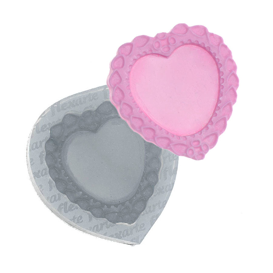 Molde de Silicone 667 - Coração Médio Emoldurado