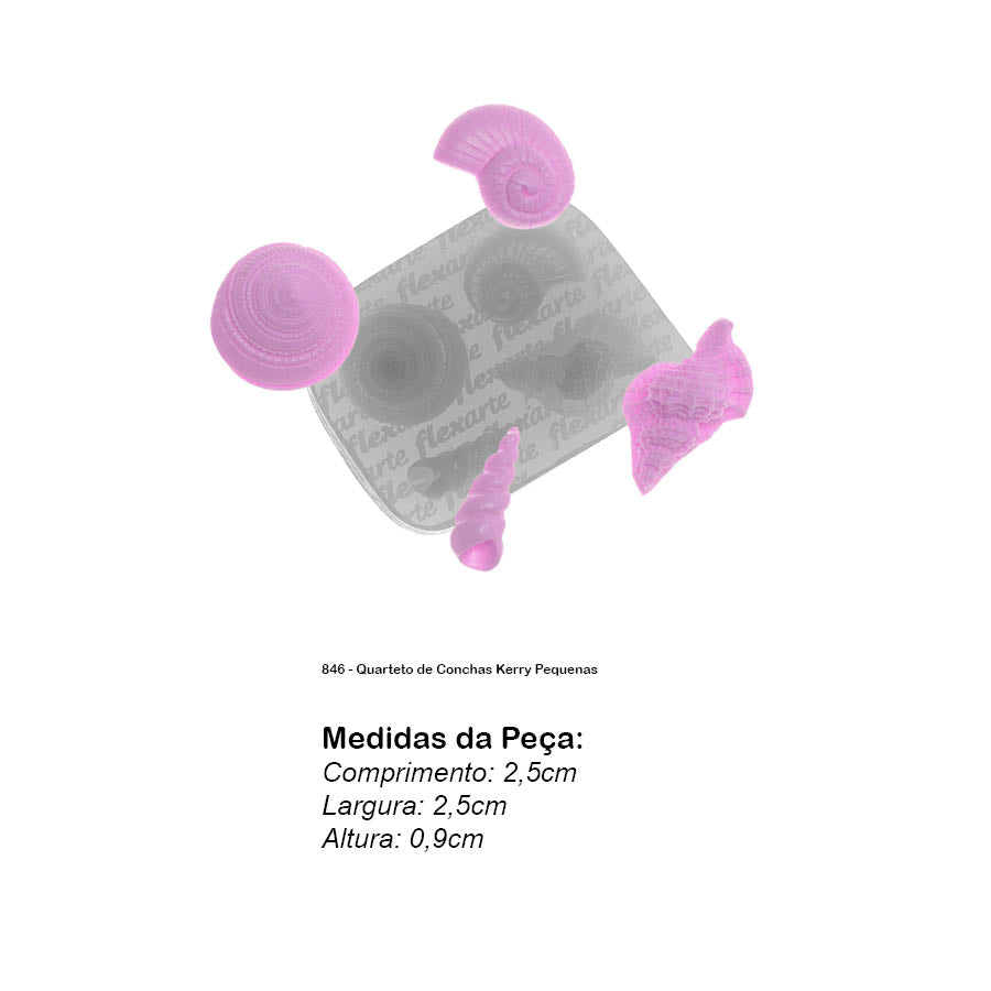Molde de Silicone 846 - Quarteto de Conchas Kerry Pequenas