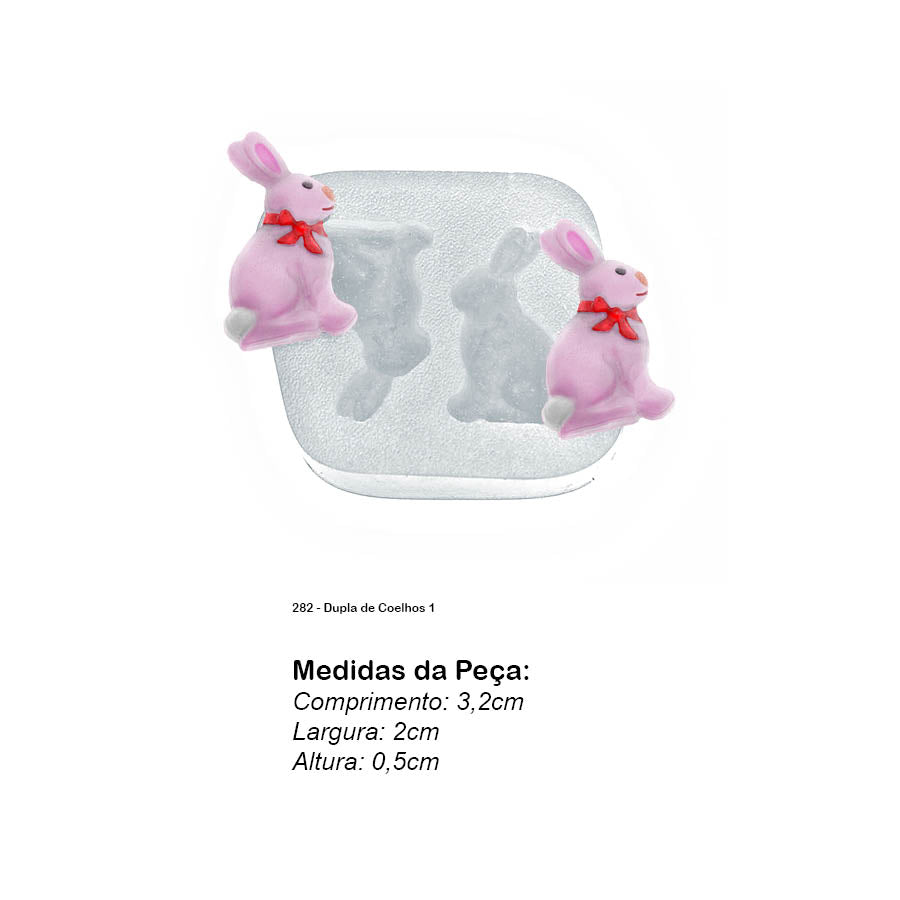 Molde de Silicone 282 - Dupla de Coelhos 1
