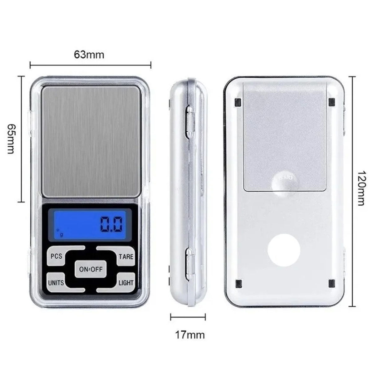 Mini Balança Digital De Bolso Alta Precisão 0,1g /500g Prata