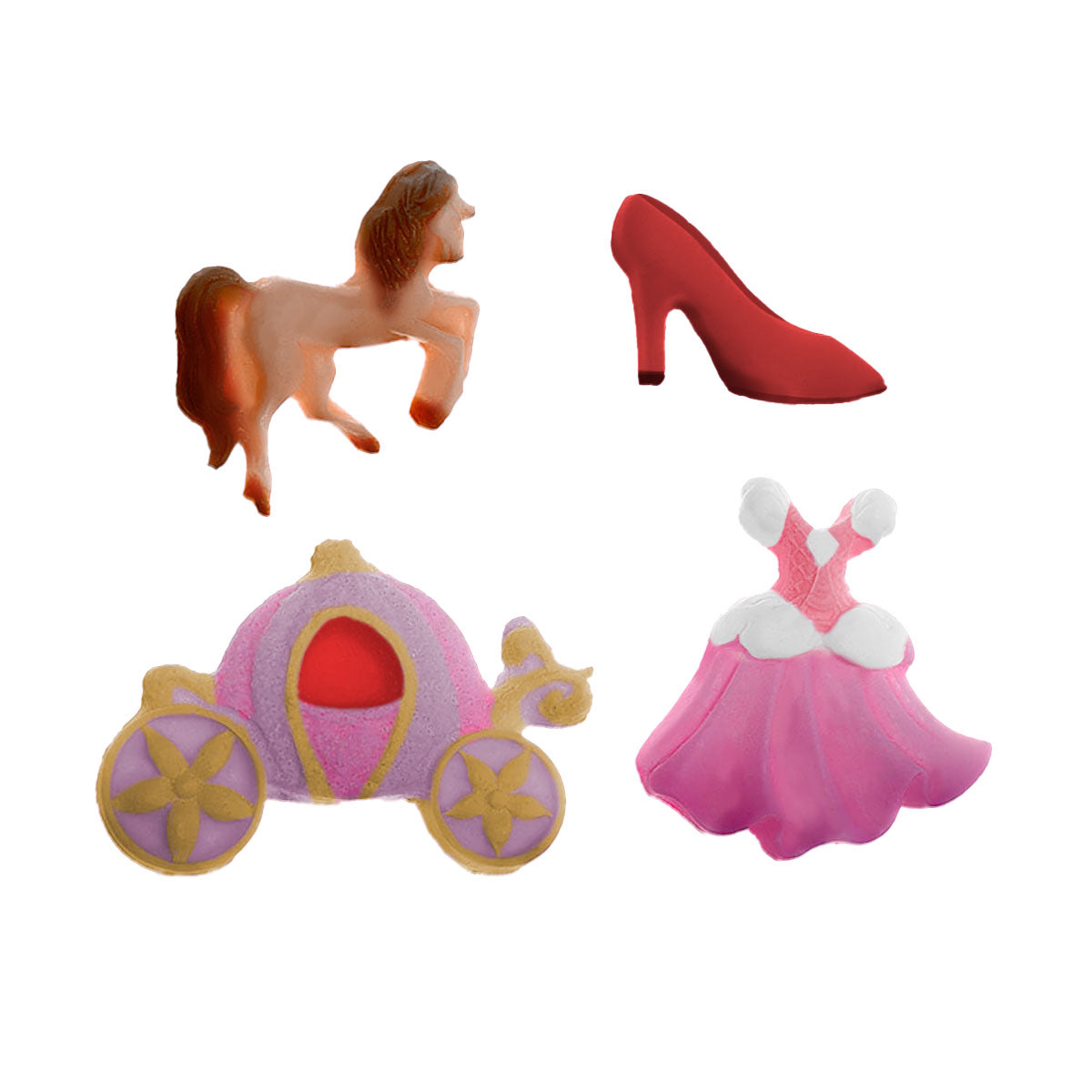 Molde de Silicone 711 - Carruagem + Cinderela + Vestido + Sapatinho de Cristal