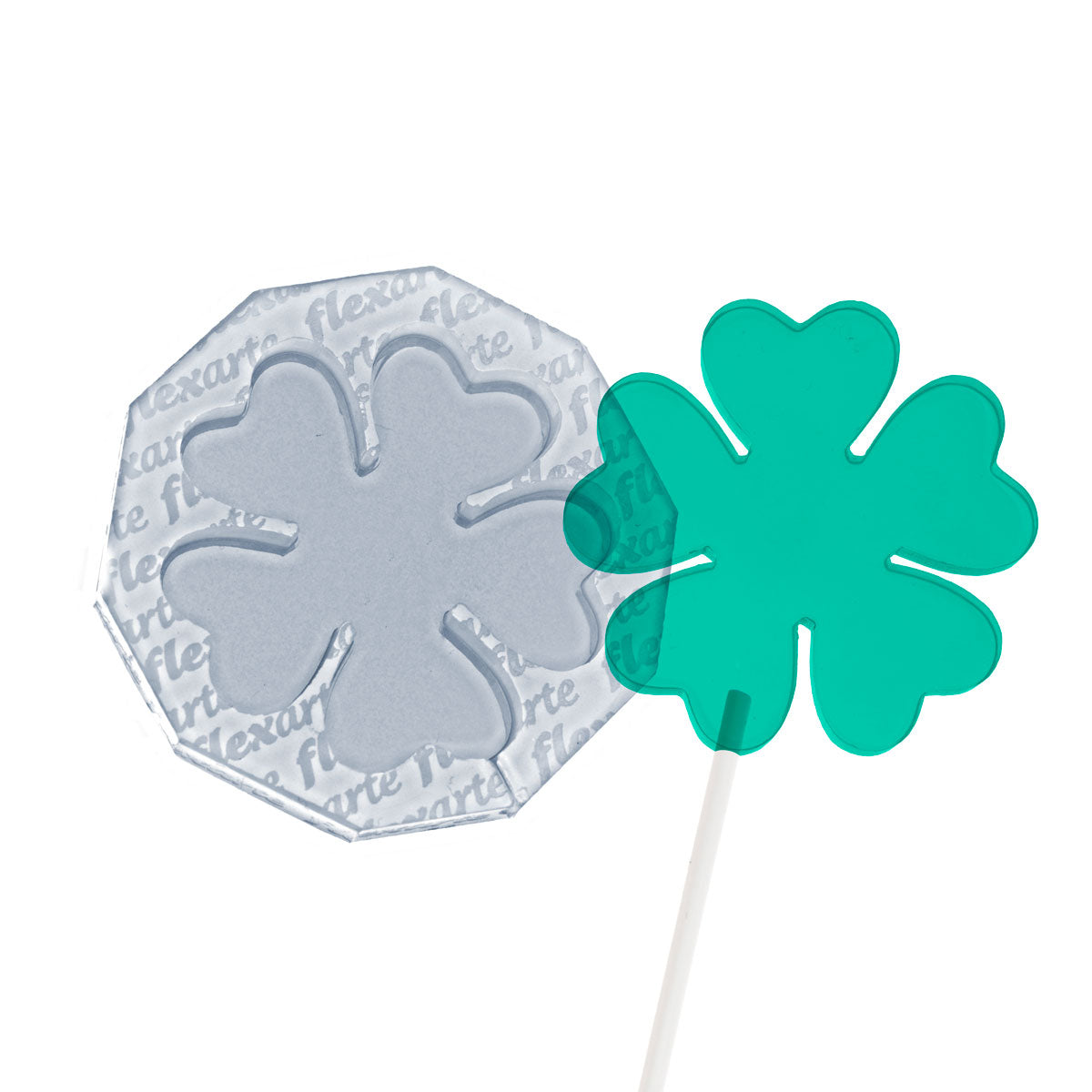 Molde de Silicone 911 - Pirulito Tipo Trevo com 5 Folhas 5cm