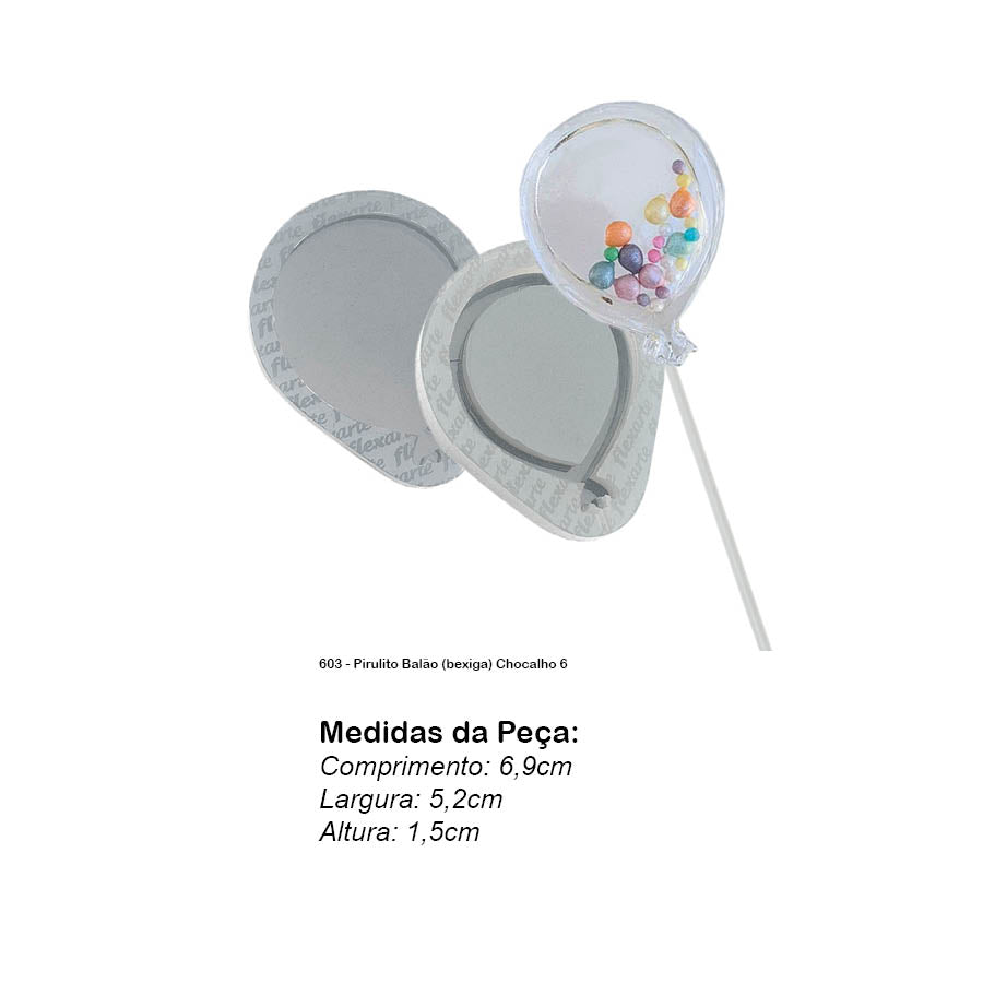 Molde de Silicone 603 - Pirulito Balão (bexiga) Chocalho 6