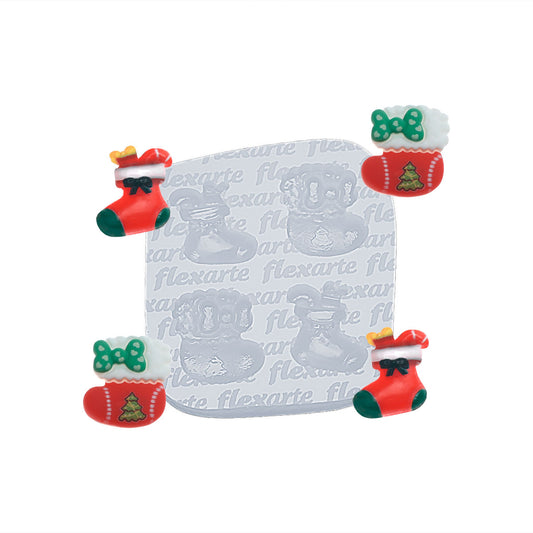 Molde de  Silicone 990 - Natal 5 - Dois Pares de Botinhas de Natal