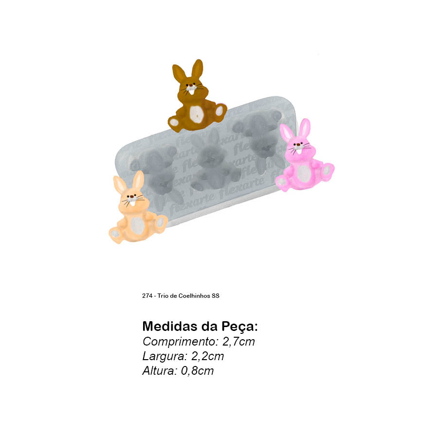 Molde de Silicone 274 - Trio de Coelhinhos SS