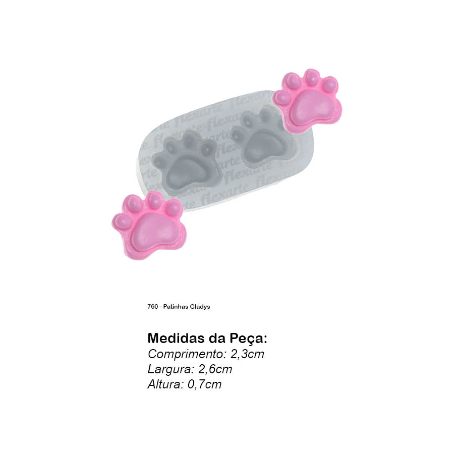 Molde de Silicone 760 - Patinhas Gladys