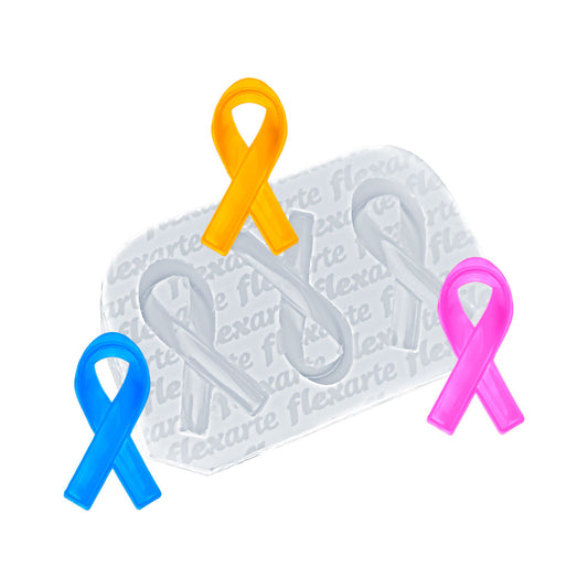 Molde de  Silicone 982 - Trio de Outubro Rosa / Novembro Azul Médio 3cm
