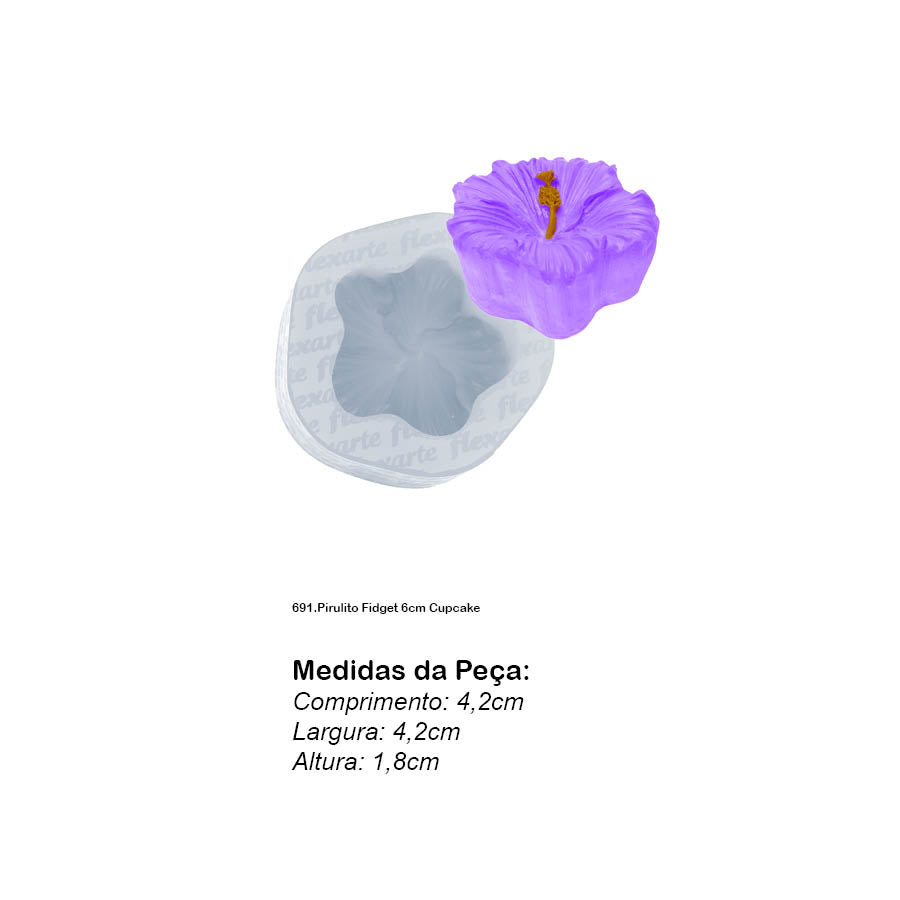 Molde de Silicone 961 - Flor Hibisco 4cm
