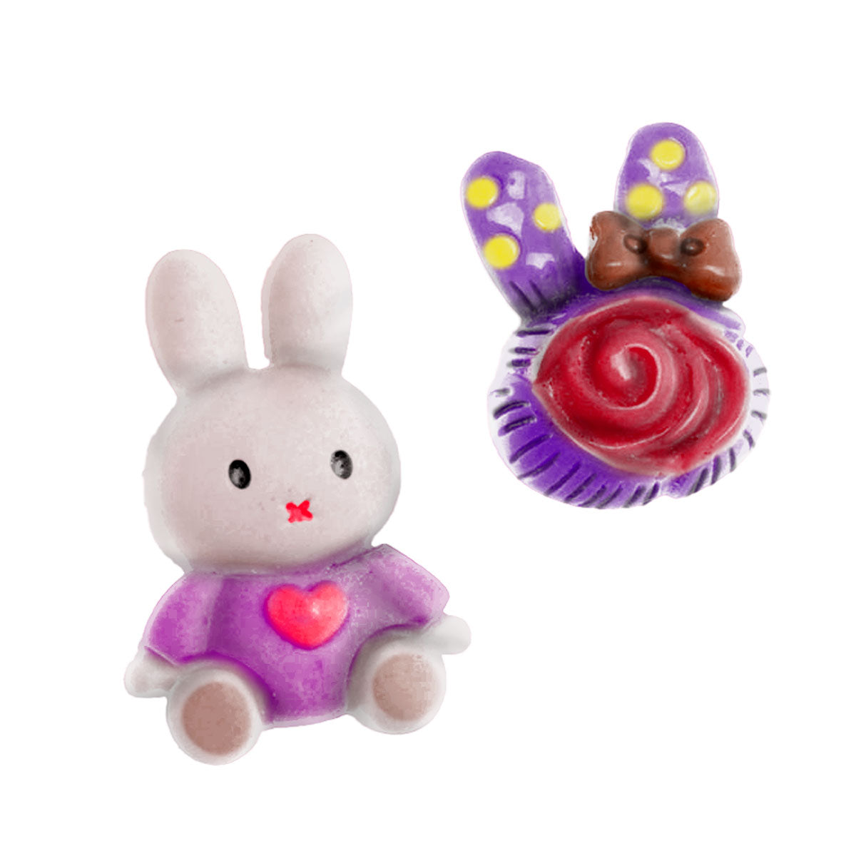 Molde de Silicone 820 - Coelho c/ Coração + Coelho c/ Laço e Flor