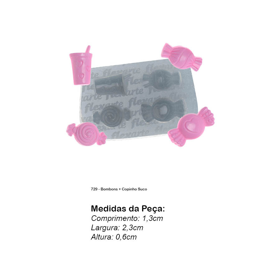 Molde de Silicone 729 - Bombons + Copinho Suco
