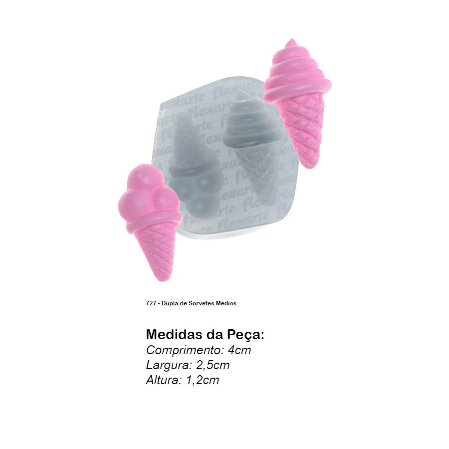 Molde de Silicone 727 - Dupla de Sorvetes Médios