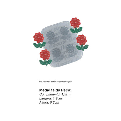 Molde de  Silicone 800 - Quarteto de Mini Florzinhas Chrystal