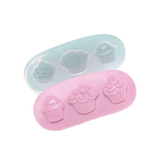 Molde de  Silicone 025 - Trio de Cupcakes