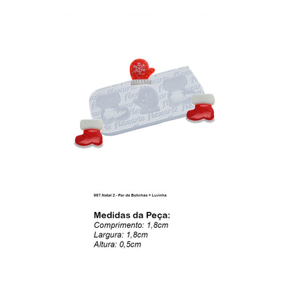 Molde de  Silicone 987 - Natal 2 - Par de Botinhas + Luvinha