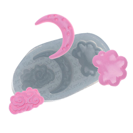 Molde de  Silicone 147 - Nuvens + Lua