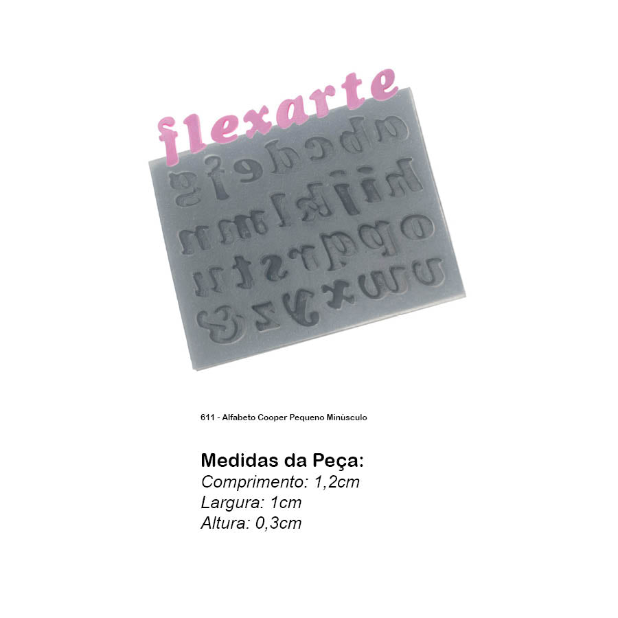 Molde de  Silicone 611 - Alfabeto Cooper Pequeno Minúsculo