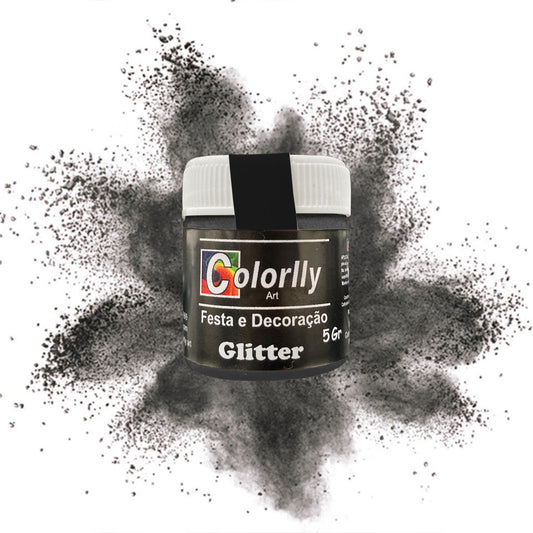 Pó para decoração - Gliter Preto 5g - Colorlly