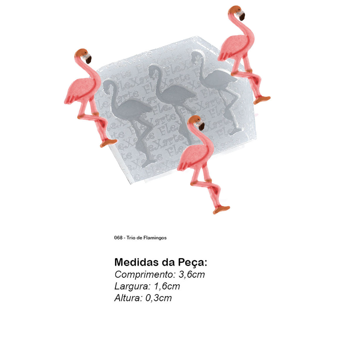 Molde de  Silicone 068 - Trio de Flamingos
