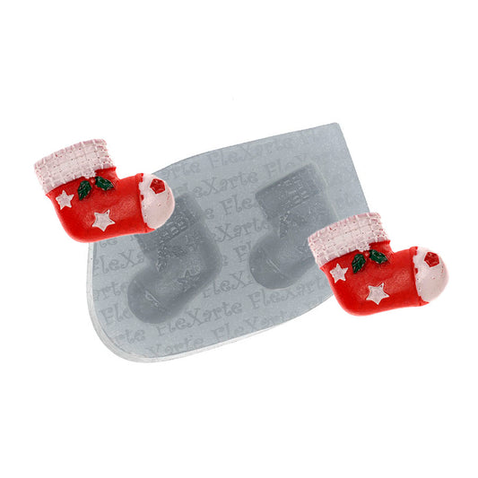 Molde de  Silicone 712 - Par de Botinhas de Natal