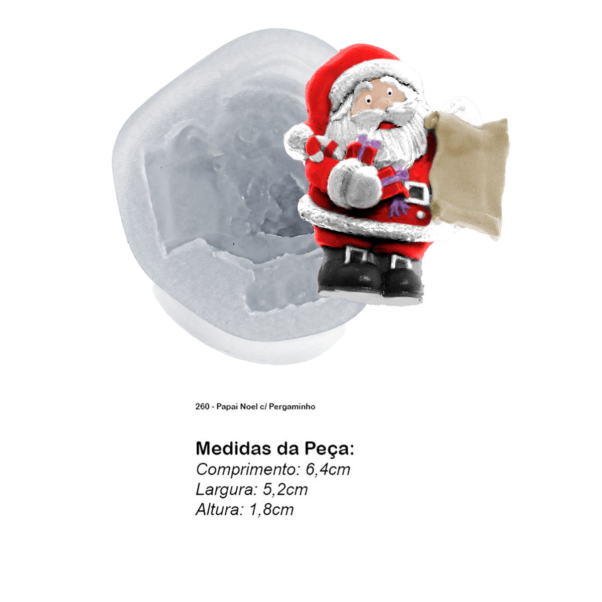 Molde de  Silicone 260 - Papai Noel c/ Pergaminho