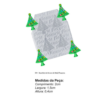 Molde de  Silicone 641 - Quarteto de Árvore de Natal Pequena