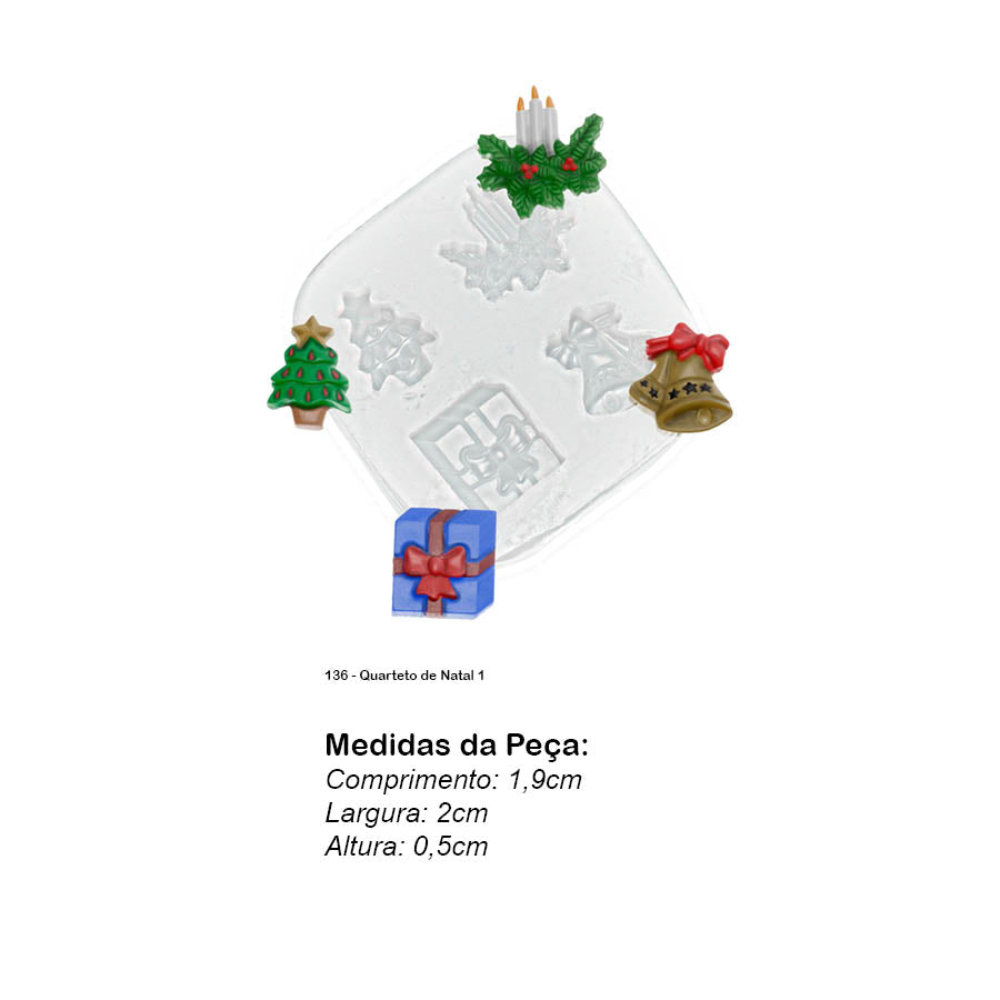 Molde de  Silicone 136 - Quarteto de Natal 1