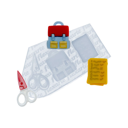Molde de  Silicone 965 - Kit Professor 2 - livro + Tesoura + Bolsa Mochila