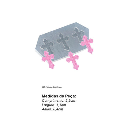 Molde de  Silicone 497 - Trio de Mini Cruzes