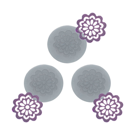 Molde de  Silicone 768 - Trio de Mini Rendas Twila Redonda
